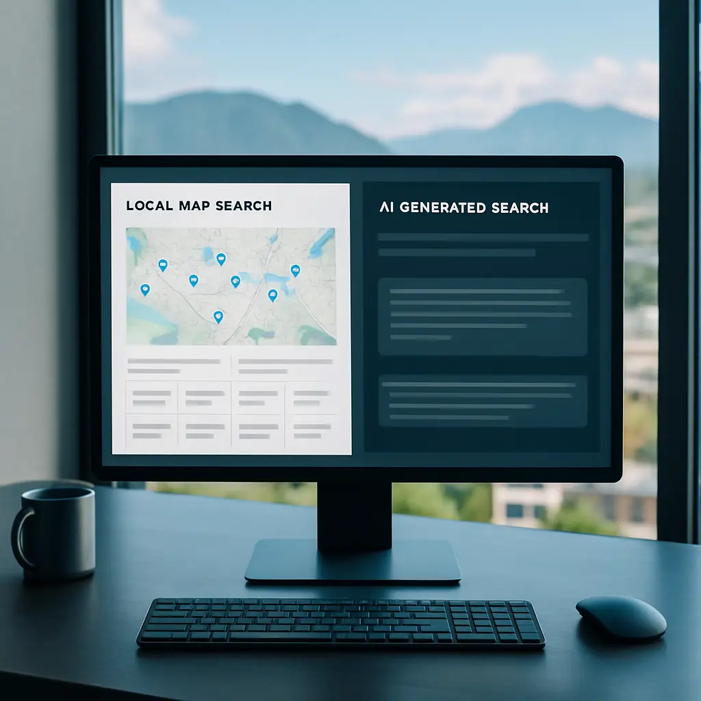 Comparison of local map visibility and AI search visibility for Tri-Cities businesses